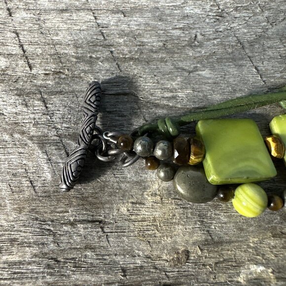 RETIRED Silpada Sterling Silver Bracelet Green MOP Pyrite Tiger Eye B1132 - Picture 5 of 13
